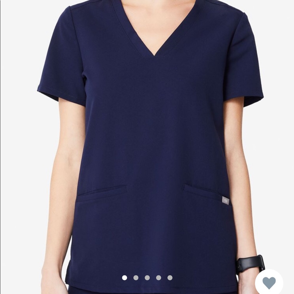 Figs- Navy Casma three-pocket scrub top
